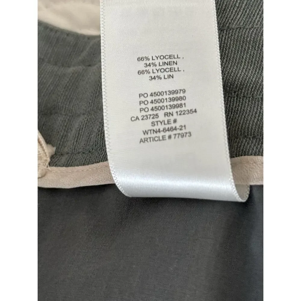 Aritzia Wilfred ALLANT‎ Women's Pants Sz 4 Green Cropped Tie Waist Linen Lyocell